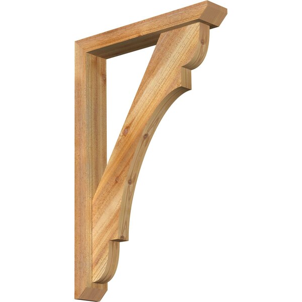 Ekena Millwork Olympic Slat Rough Sawn Bracket w/ Offset Brace, Western Red Cedar, 4"W x 22"D x 34"H BKT0402X22X34OLY06RWR - main